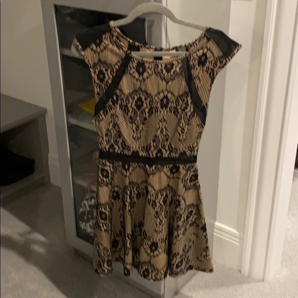 Sheer nude and black fit to flare